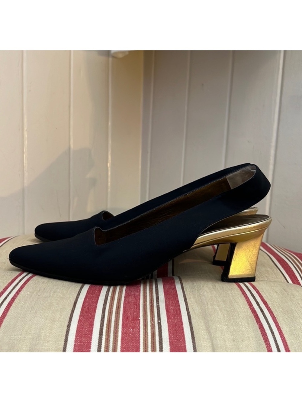 Yves Saint Laurent Black and Gold Women's Shoes